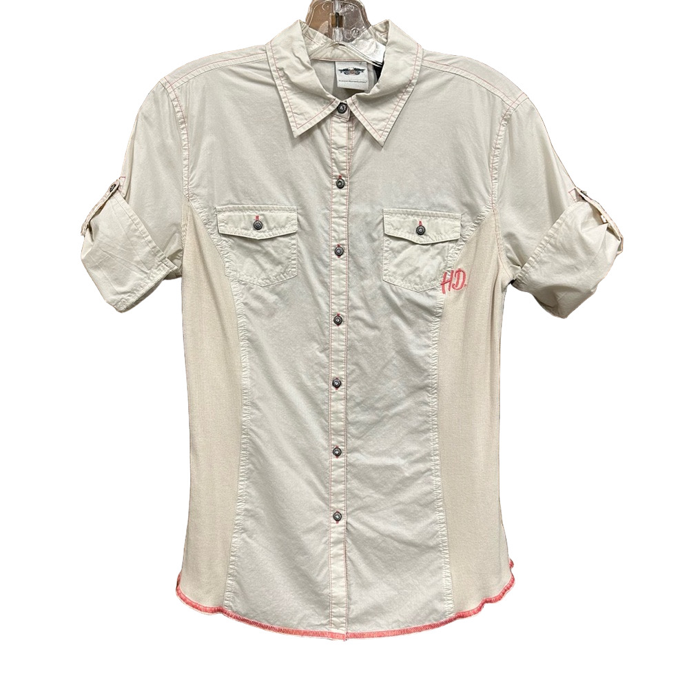 Harley Davidson cream Womens top Small Bikercore Motorcycle